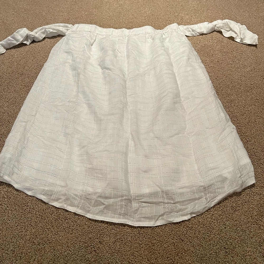 White and silver stripe strapless short dress forever 21 size M